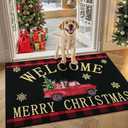 Ileading Christmas Door Mat 32"x48", Christmas Doormat Indoor Outdoor, Washable Non Slip Welcome Mats for Entrance, Buffalo Plaid Front Door Mats, Low Profile Floor Carpet for Xmas Holiday Decor