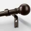 Modern Brown Curtain Rods for Windows 48 to 84 Inches Adjustable Length Heavy Duty 1" Diameter Window Curtain Rod with Round Decorative Finials for Bedroom Living Room Kitchen Farmhouse