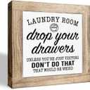 Laundry Room Sign for Laundry Room Decor, Funny Home Decor, Washing Rooms Decoration Wooden Box Signs, Farmhouse Shelf Table Decoration, Freestanding Wooden Plaque Sign
