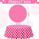 3 Pack Pink and White Polka Dots Round Tablecloth Pink Round Table Cover with White Polka Dot Plastic Table Cloth 84 in for Kitchen Dining Wedding Party