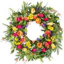 24 Inch Tulip Wreaths for Front Door, Spring Summer Wreath for Wall Porch Window with Tulip and Eucalyptus, Indoor and Outdoor Artificial Floral Wreath Home Decor, Party Holiday Anniversary Decoration
