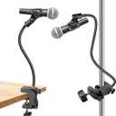 Microphone Stand, 20" Flexible Gooseneck Desktop Mic Stands Holder,3/8" to 5/8" Screw Adapter, 360 Adjustable Compact Mic Arm for Meetings, Lectures, Live Broadcast Equipment