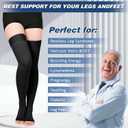 Compression Stockings for Women & Men, 2 Pairs 15-20mmHg Thigh High Compression Socks for Varicose Veins, Swelling, LARGE