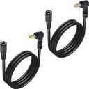 2PCS 3FT 18AWG Right Angle DC5525 Power Extension Cable, 5.5mm x 2.5mm 90 Degree Male to Female Plug Power Cord for CCTV Security Camera,DVR,LED Strip Light Power Supply Replacement