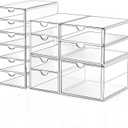 Makeup Drawer Storage Organizer with 13 Drawers, 3 Set Acrylic Office Desk Organization and Storage, Dustproof Drawer Organizer for Makeup, Office, Countertop, Jewelry, Pen, Desktop, Bathroom, Bedroom