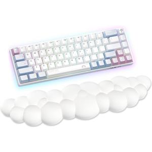 Cloud Wrist Rest for Keyboard & Mouse - Non-Slip Base, Extended Memory Foam for Typing Pain Relief, Office & Gaming (White)