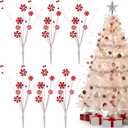 Suncalla 6 Pcs Candy Cane Christmas Tree Picks Red White Artificial Decoration Flower Vase Filler Ornament Christmas Tree Picks for Table Centerpiece DIY Home Wreath Decor