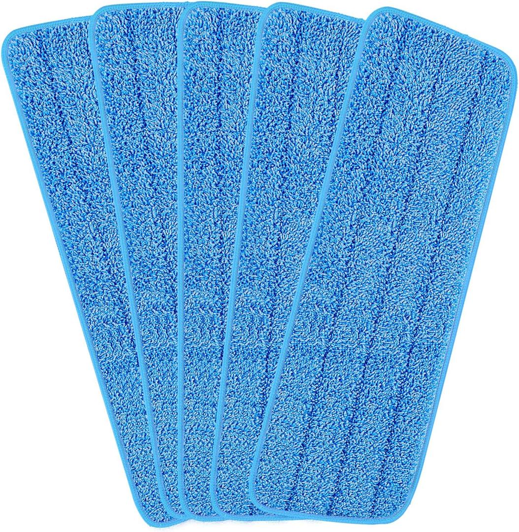 16.5 inch Reusable Mop Pads Microfiber Spray Mop Replacement Heads for Wet/Dry Mops Compatible with Bona Floor Care System (5 Pack) (Blue)