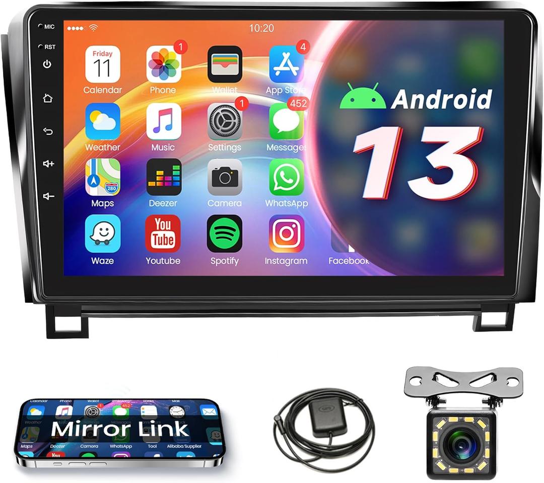 Car Radio for Toyota Tundra 2007-2013 Android 13 Car Stereo for Toyota Sequoia 2008-2018, Rimoody 10.1'' Touch Screen GPS Navigation Mirror Link Bluetooth WiFi FM Backup Camera