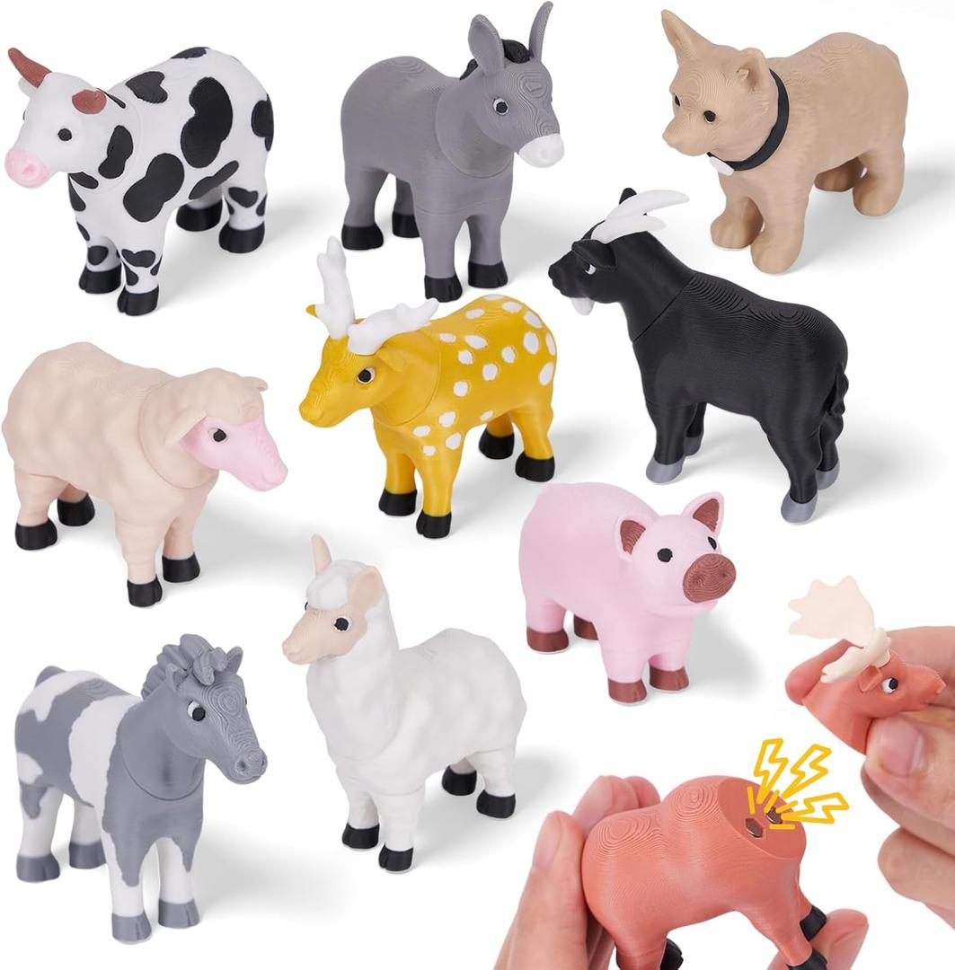 Cessfle 40 Pieces Magnetic Farm Animals Toys Play Set, 3D Printed Animals Gifts for 3-5 5-8 Year Old Kids