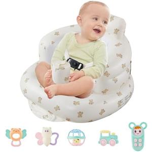 Inflatable Infant Seat - Built-in Air Pump, Adjustable Harness, Suitable for Infants 3-36 Months, Portable, sit me up Floor seat for Baby (Shine Brightly)