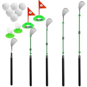 Youth Golf Wood,35-inch Telescopic Aluminum Kids Golf Club, Practice Putting Cups and Flags-Only Right-Handed 15Pcs