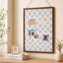 Leinuosen 17" x 23" Linen Cork Board for Walls Decorative Blue Floral Cork Boards Wood Framed Bulletin Boards, Picture Display Vision Pin Corkboards for Farmhouse Home Room Office Cottagecore Decor