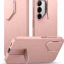 SURITCH for Samsung Galaxy S25+ Plus Phone Case, Magnetic Shockproof Protective Cover with Camera Cover & Adjustable Metal Kickstand for Galaxy S25+ Plus(2025)-Pink
