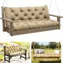 Outdoor Swing Cushions for Patio Furniture Waterproof,2-3 Seater Porch Swing Cushions with Tie Straps Thickened for Patio Outdoor Decks and Garden(Khaki,47 * 40 in)