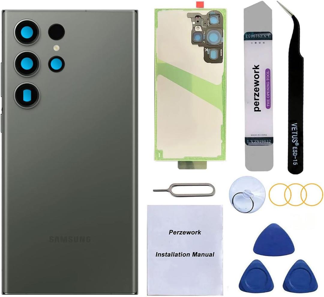 OEM Rear Back Glass Replacement for Samsung Galaxy S23 Ultra 6.8 inches with Reparing Toolkit and Manual (Green)