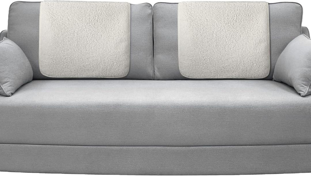 Frienda 2 Pieces Recliner Headrest Covers Sofa Headrest Protector Sherpa for Recliner Chair Couch Furniture Non Slip for Living Room(Beige)