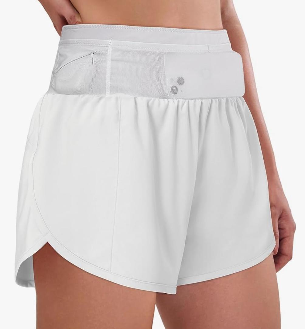 BMJL Womens Running Athletic Shorts Workout Gym Dolphin Elastic Shorts with Waist Mesh Pockets, Medium