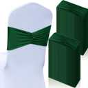 Moukeren 50 Pcs Spandex Chair Sashes Bows Stretch Chair Bands Slider Sashes Elastic Ties Ribbon Covers for Wedding Party Events Ceremony Birthday Banquet Decorations(Green)