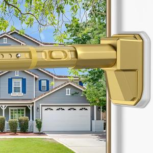 41 to 165 Inch Tension Curtain Rod No Drill Gold Shower Curtain Rod Extra Long Heavy Duty Tension Rod for Windows, Patio, Bathroom - Renter Friendly Adjustable Curtain Rods