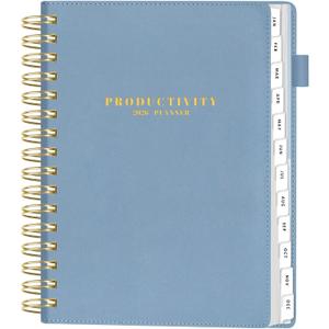 SUNEE 2026 Planner 5.9" x 8.3" Dated Productivity Planner for Time Management - Daily, Weekly & Monthly Planner to Achieve Goals - Planner 2026 dated from January 2026 December 2026, Grey Blue