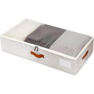 Large Under Bed Storage, 2 Pack Under Bed Storage Containers with Clear Cover, Reinforced Handles and Label Pocket for Dorms, Clothes, Shoes, Blankets, Linens, Only Needs 6" of Clearance