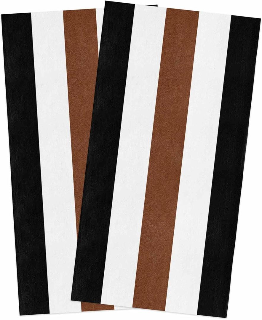 Kitchen Towels Set of 2 Brown Black White Dish Towels and Dishcloths Sets Decorative Tea Towel Boho Style Absorbent Hand Towels for Kitchen Bathroom Drying Cleaning Backing Home Decor (Modern0110)
