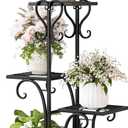 INGIORDAR Plant Stand Indoor Outdoor Shelf 4Tier Metal Holder Pot Rack Multiple Plants Stand Tall Flower Shelf Corner Living Room Garden,Black (Black, 4 Pots)