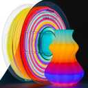AMOLEN 3D PLA Glow in The Dark Filament 1.75mm, Glow Rainbow 10M Purple, Red, Orange, Blue, 3D Printing PLA Filament 1.75mm, Best with UV Lamps, 1KG Spool (2.2lbs), Dimensional Accuracy +/- 0.02 mm