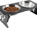 Elevated Dog Bowls,Raised Small Dogs Bowl Stand with Stainless Steel Food Water Bowls,Foldable Pet Feeder Station for Cats Puppies(Height 3.4'')
