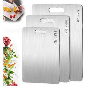 Titanium Cutting Board Set of 3, 2026 New Upgrade 100% Pure Titanium Cutting Boards for Kitchen, Double Sided Non Stick Chopping Board for Cutting Meat Vegetable Fruit, Easy to Clean