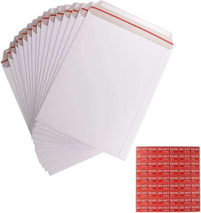 zmybcpack 50 Pack 9X12 inch Self Seal Photo Document Mailers Stay Flat White Cardboard Envelopes White Photography Mailersfor CD, Photos, Document