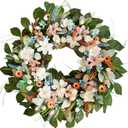 24 Inches Spring Wreaths for Front Door Spring Door Wreath Summer Floral Wreath with Wildflower for Wall Porch Indoors Outdoor Window Home Farmhouse Decorations