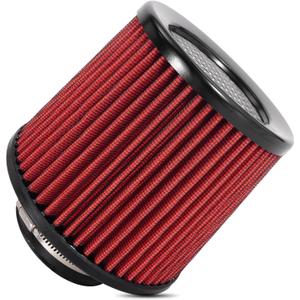 Cold Air Intake Filter High Performance Washable Filter Clamp-On Replacement Air Filter Flange Diameter 3inch/76mm Red