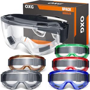 OXG 6 Pack Safety Goggles ANSI Z87.1 Glasses, Anti-Fog Protective Safety Glasses Lab Goggles Men Women Eye Protection Goggles (Multicolor)