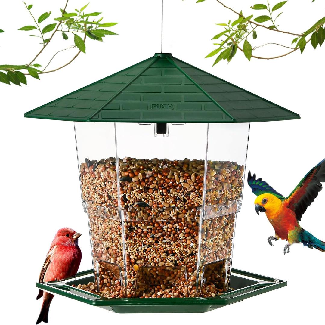 Jealoeur Bird Feeders for Outdoors Hanging Bird Feeder Wild Birds Seed, Green