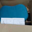 Small Footstool with Handle, Velvet Ottoman Foot Rest with Padded Seat, Curved Foot Stool with Wooden Legs, Portable Foot Rest for Living Room, Bedroom, Entryway, Peacock Blue (16.5"D x 12.2"W x 5.9"H)
