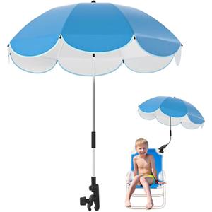30 Inches Chair Umbrella with Clamp,Waterproof Sunshade for Child Outdoor,Bike Wheelchair Sun Shade with Holder Clip on Beach Chairs,Strollers,Wheelchairs(Chair Not Include)