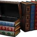 2 Pack Decorative Book Boxes Wooden Antique Book Decorations Vintage Book Storage Box (Style C)