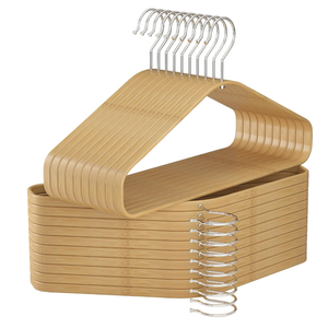 Bamboo Hangers - Durable & Slim Coat Hanger - Suit Hangers with 360-Degree Rotatable Hook, Suit Hangers for Clothes, Jacket, Shirt, Tank Top, Pant (Natural, 48 PCS)