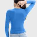Women's Long Sleeve Shirts Crew Neck Slim Fit Going Out Tops Basic Tees Barely There Collection (Medium, Azure)