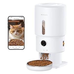 Automatic Cat Feeder with Camera 5G WiFi Timed Cat Food Dispenser, 1080P HD Video with Night Vision, 115 Meals, 199 Portions, 2Way Audio, Keeps Dry Food Fresh, 5L Auto Pet Feeder Also for Dogs White