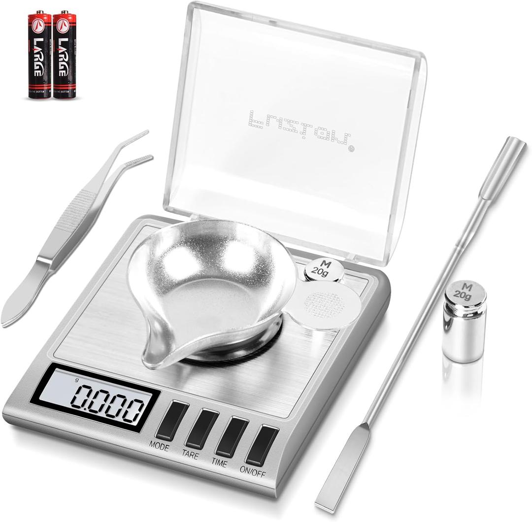Fuzion Milligram Scale, 50g/0.001g Digital Milligram Scale with Calibration Weights, Jewelry and Gem Scale, Mg Scale for Powder, Reloading, Includes Scoop, Powder Pan and Tweezers (Missing spoon)
