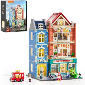 Lumibricks Toy-Store Lighting Building-Bricks Set City Town Modular Townhouse Toy Shop Dollhouse LED Light Display Model 3086 Pcs Construction Kit for Adults and Teens