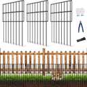 25 Pack Garden Animal Barrier Fence, 17in(H) x27ft(L) No Dig Decorative Fences, 1.5in Spike Spacing Rustproof Metal Garden Fence Border for Dogs Rabbits, Bottom Blocker for Outdoor Yard Patio (25 Pack,17in(H) X 27ft(L))