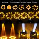 120W Moving Head DJ Lights LED Stage Lights 8 Gobos 8 Colors 8-Facet Prisms Infinite Rotating Sound Activated DMX512 for Wedding Event Party Live Show Christmas (1)