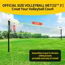 Portable Outdoor Volleyball Net Set for Backyard Beach with Adjustable Poles, Soft PU Volleyball & Pump, Carry Bag and Durable Anti-Sagging Net, 32ft
