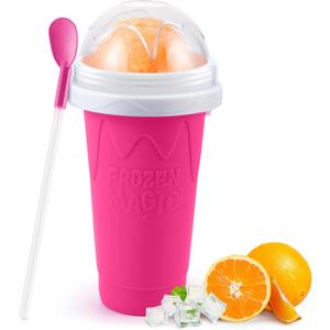 RELPOM Slushie Maker Cup, Magic Quick Frozen Smoothies Cups, Cooling Cup, Slushy Cups, Ice Cream Make, Cool Stuff Things Gadgets Funny Gifts for Kids (Pink) (Magenta)