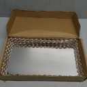 Feyarl Crystal Perfume Fragrance Tray Cosmetic Makeup Vanity Tray Jewelry Trinket Ring Earring Display Organizer Decorative Skin Care Storage for Home Dresser Countertop(13.7 x 7.87 inch) (Gold)