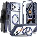 Magnetic for iPhone 17 Pro Case, Compatible with MagSafe, Full Body Rugged Case with Built-in Screen Protector & Kickstand & Belt-Clip (Blue)